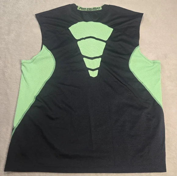 Nike Pro Combat Dri-FIT Fitted Sleeveless Compression Shirt Green Black Men 2XL - Picture 4 of 7